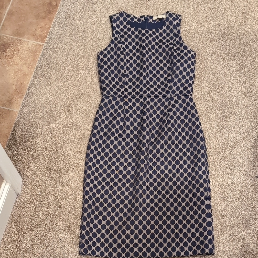 Banana Republic Navy and Cream Geometric Midi Dress